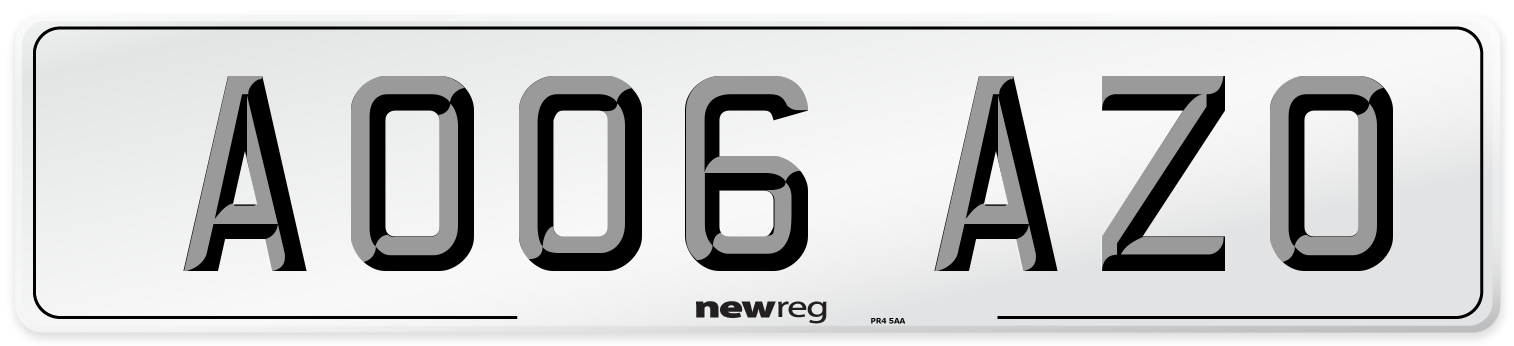AO06 AZO Number Plate from New Reg